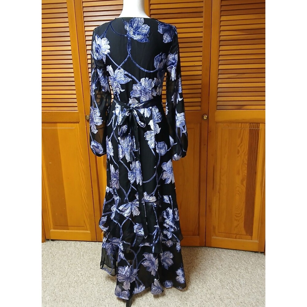 Hutch Genevieve Women's Blue Black Maxi Party Cocktail Wrap Dress Size XS 11492 - Picture 9 of 16